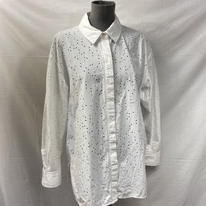 COS hole pattern long sleeve oversize blouse 40 US8